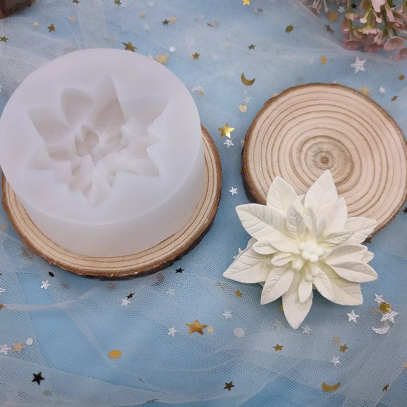 

DIY Christmas Flower Cream Cake Chocolate Silicone Candle Mold Handmade Aromatherapy Candle Plaster Soap for Home Decor