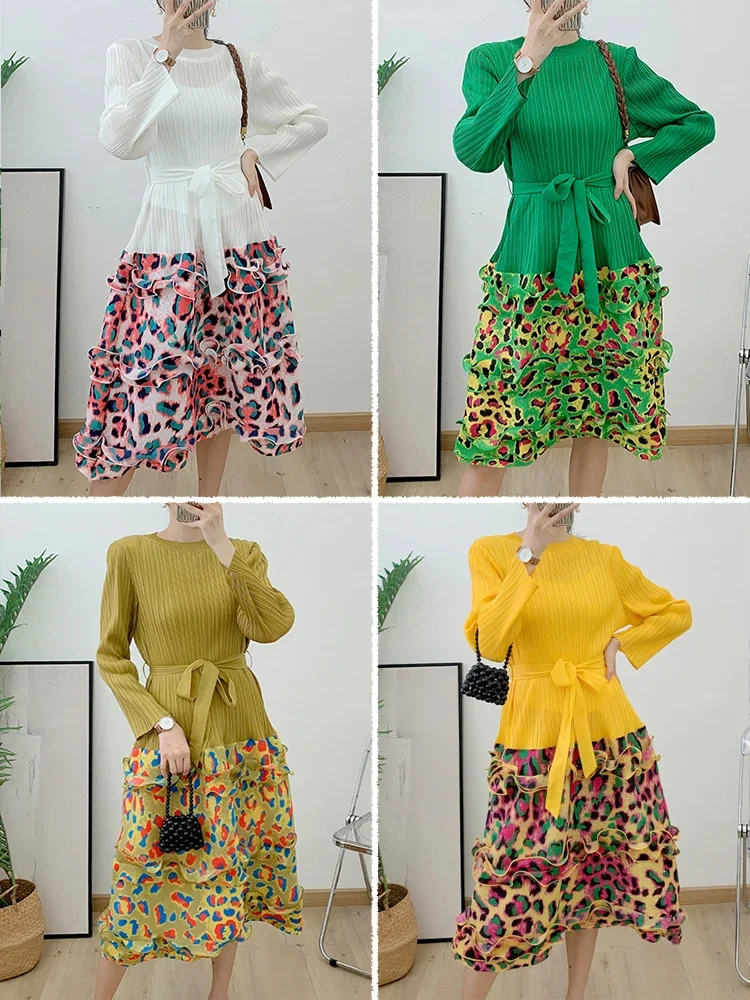 EGRM летнее повседневное плиссированное платье с оборками по краям модное круглым