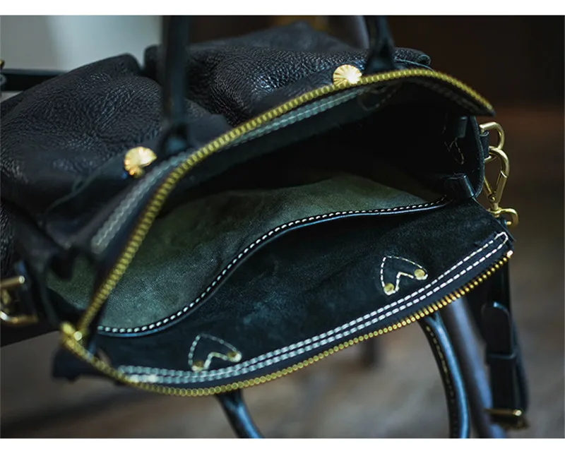 Vintage fashion desig First layer cowhide Men handbag luxury Organizer genuine Leather  with wide shoulder strap crossbody bag