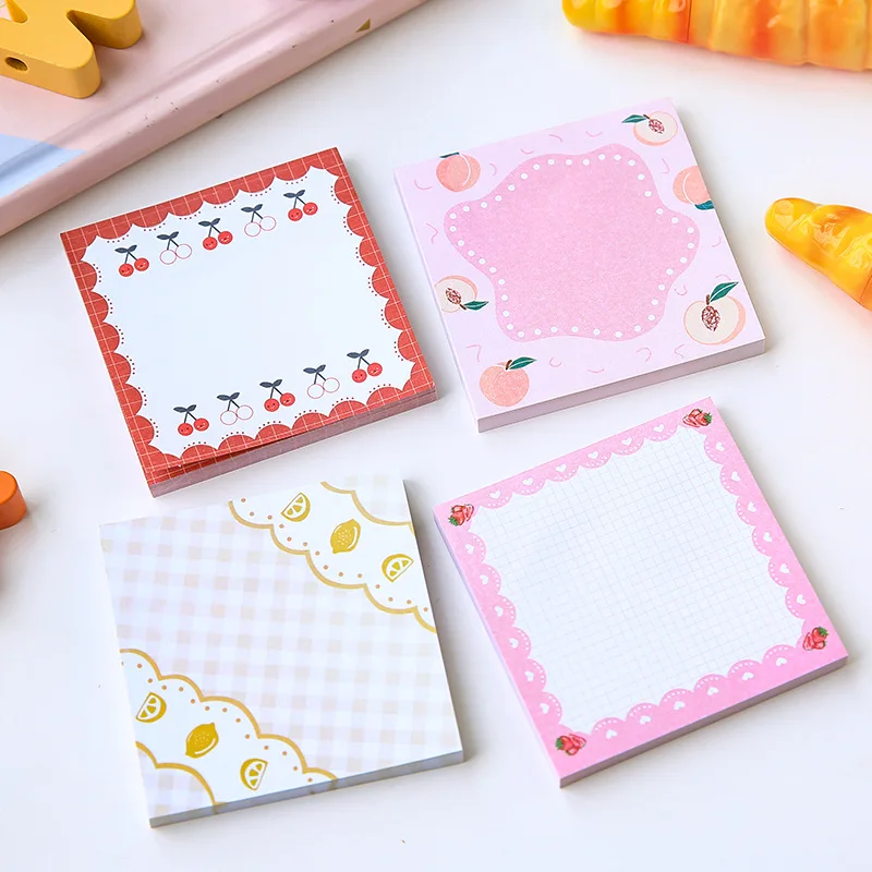 

80 Sheets Cute Cartoon Fruits Sticky Note Creative Student Memo Pad Office Message Notebook Stationery Supplies Notepad