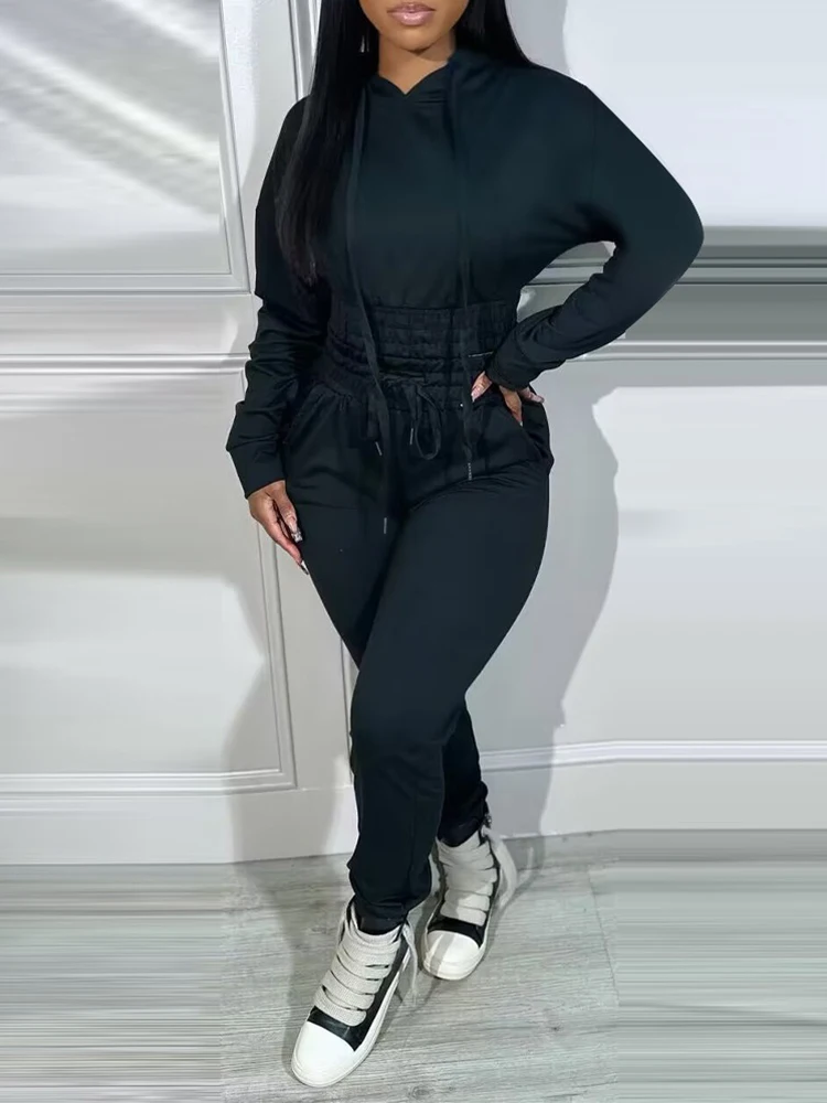 Укороченная Толстовка С Карманами и спортивные брюки с высокой талией