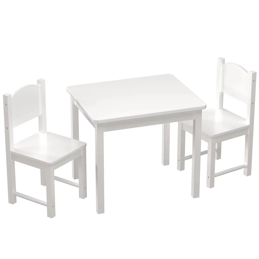 

Children's Wooden Table and 2 Chair Set Perfect for Art and Crafts Snack Time Home Schooling Homework White