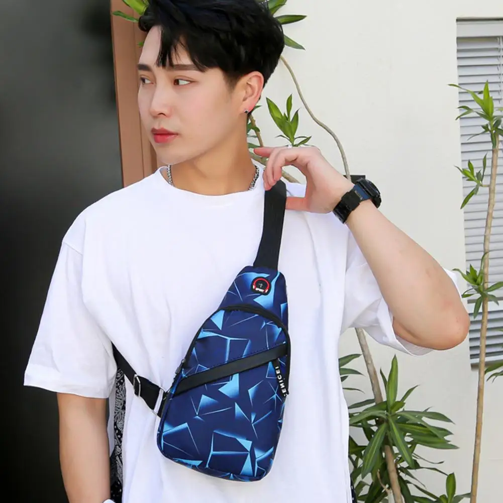 

Мужская сумка-Кроссбоди с геометрическим принтом, слинг для телефона, регулируемый ремешок, мужская сумка на плечо из ткани Оксфорд, спортивный на одно плечо