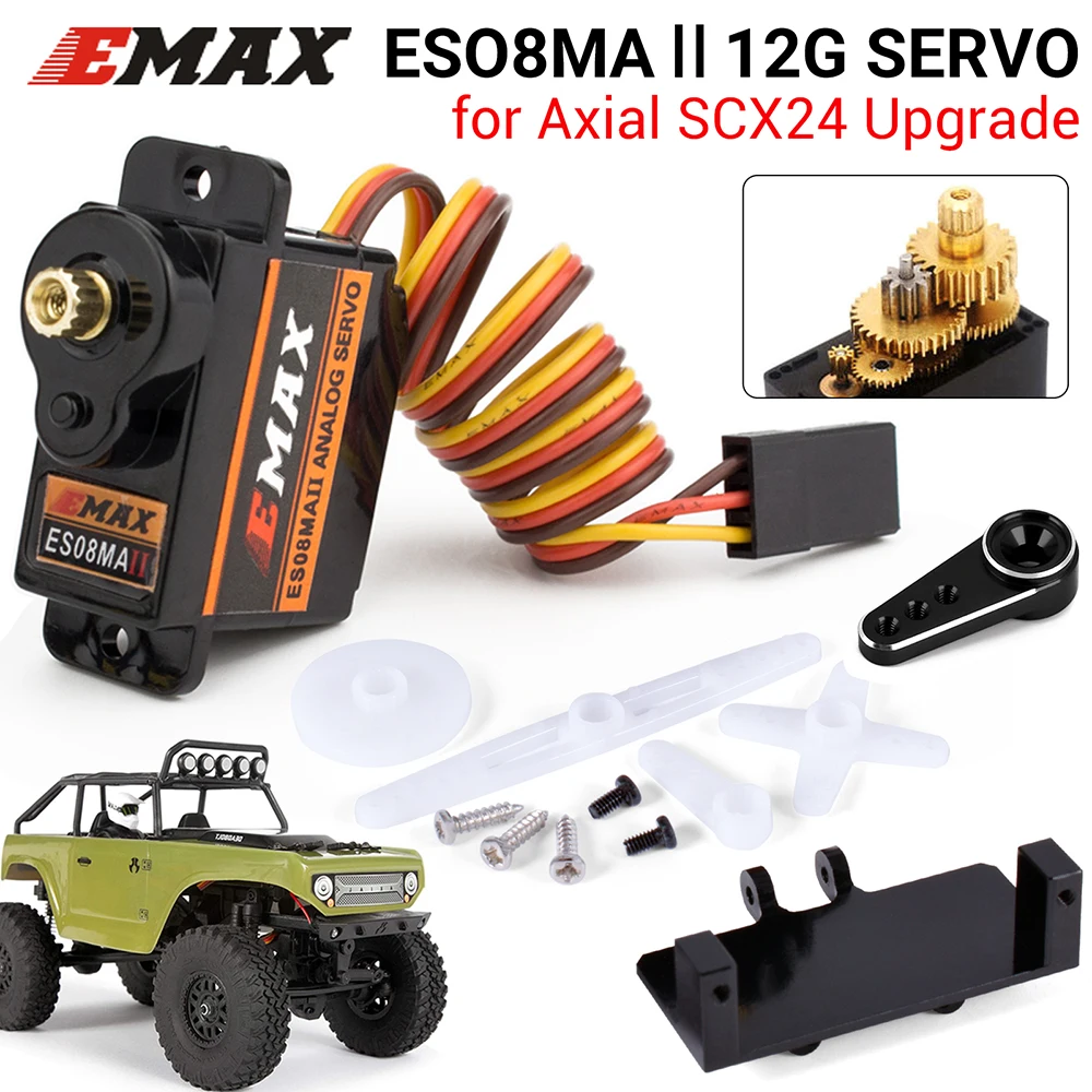 

4Pcs Emax ES08MA II Servo Motor SCX24 Servo 12g 15T Mini Metal Gear Analog Servo for RC Car Axial SCX24 Upgrades Part