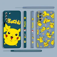 anime pikachu cute japan for samsung galaxy s22 s21 s20 s10 note 20 10 ultra plus pro fe lite liquid left rope phone case cover