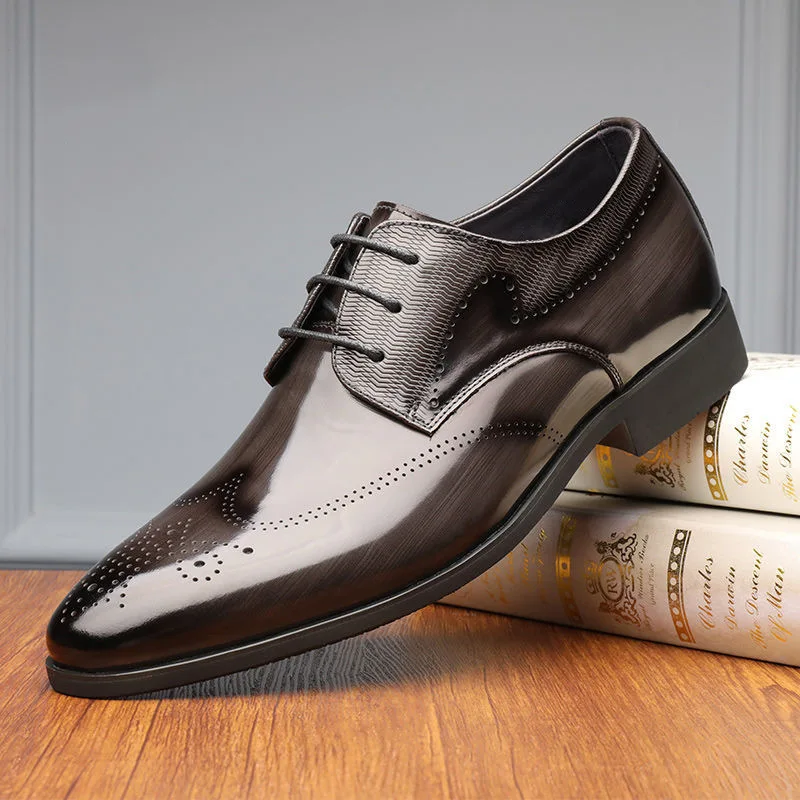 

Мужские туфли-оксфорды, лакированная кожа, формальные, броги, на шнуровке, строгие, классические, большие размеры 38-48