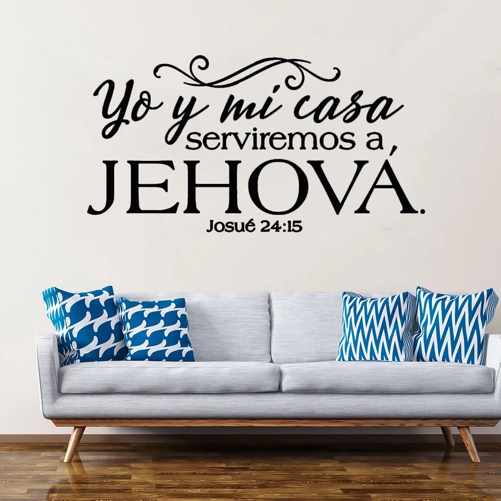 

Josue 24:15 Bible verses Vinyl Wall Stickers Spanish Written Spanish Christian Family Wall Decal Bedroom Home Wallpaper