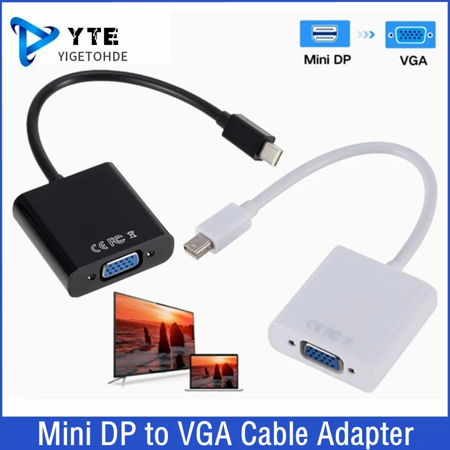

Mini DisplayPort Display Port to VGA Cable Adapter HD 1080p Mini DP to VGA Male to Female Converter For HDTV For MacBook Air Pro