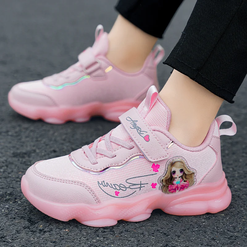 Kids Shoes for Girl Fashion Pink Purple Cartoon Sports Sneakers Children's Breathable Mesh Tenis Infantil De Menina enlarge