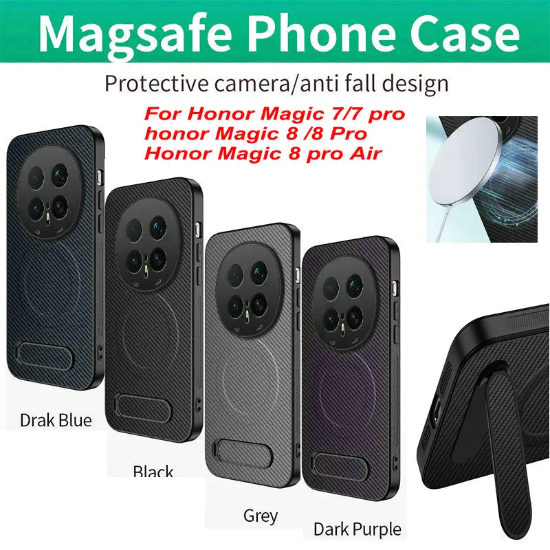 Фото Чехол Honor Magic 8 PRO 7, роскошный магнитный чехол с защитой Mag Safe, защитная подставка-держатель, задняя крышка для Honor Magic8 PRO Air, чехлы для телефонов №1