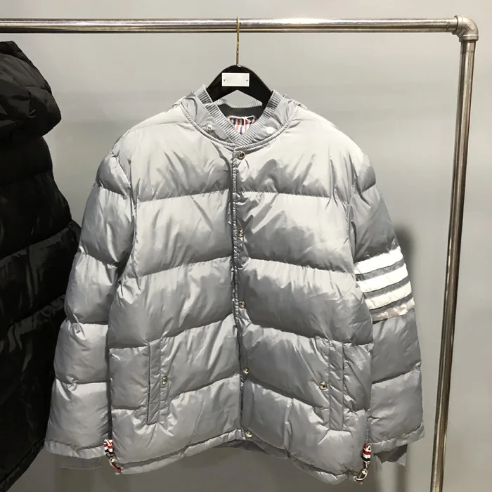 Autumn and Winter New TB Down Padded Jacket Four-pole Red, White and Blue Hooded Removable Cap Thickened Warm Padded Jacket