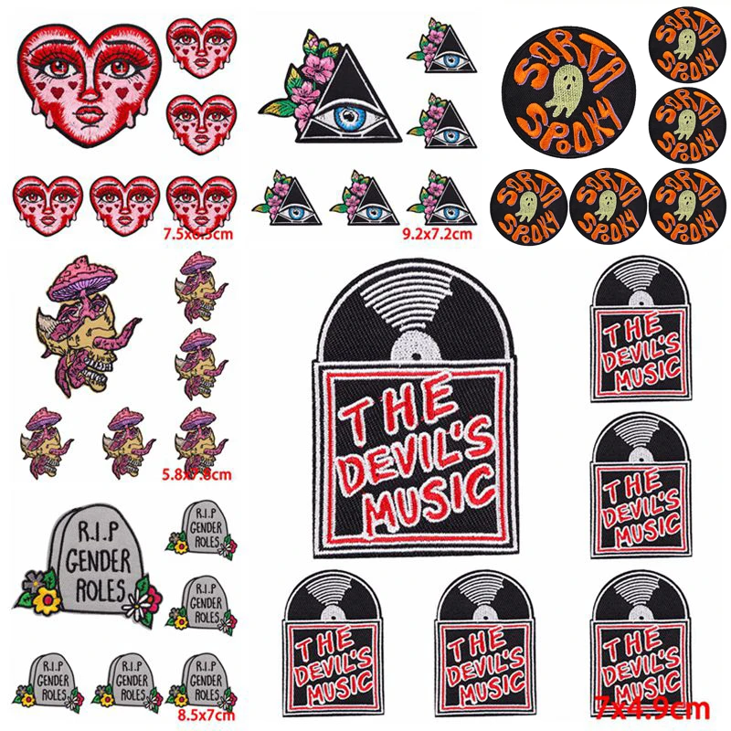 

10PCS/lots Horror Punk Embroidery Patch Grave Ghost Patch DIY Iron On Patches For Clothing thermoadhesive Patches On Clothes Sew