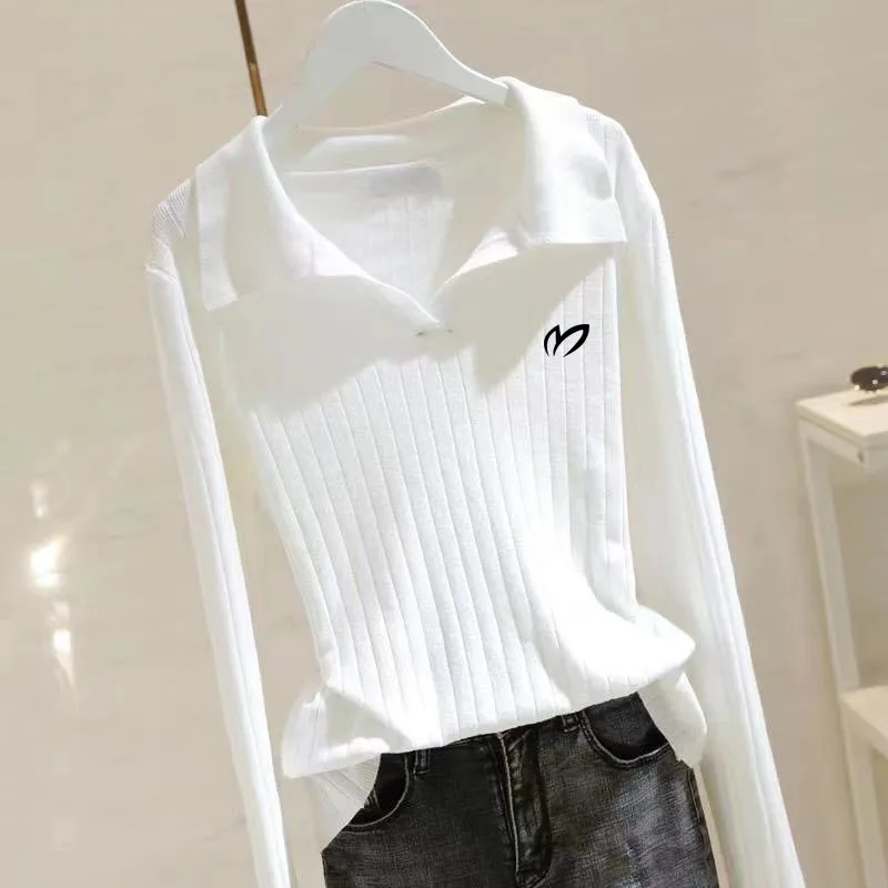

Women's GOLF Multicolor Knit New Autumn and Winter Little Polo Golf Versatile Slim Slim Pullover Sweater for Women