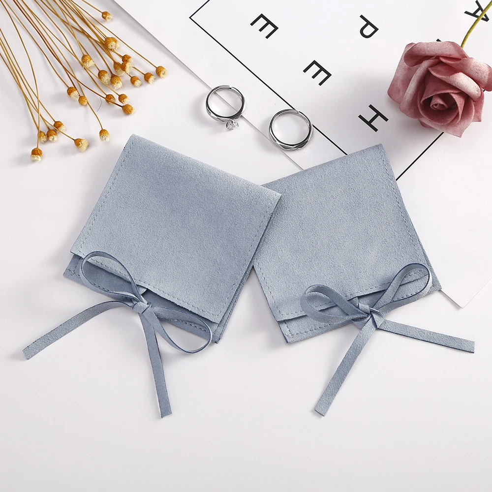 5pcs Blue Microfiber Drawstring Gift Small Bags Velvet Jewelry Necklace Rings Organizer Pouch Wedding Favor Candy Cosmetic Bag images - 6