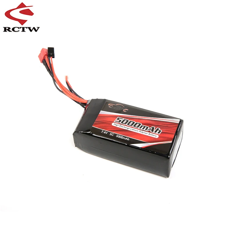 Electric Brushless Conversion Receiver Battery 7.4V-5C 5000 Ma Lithium Battery (107mm*50mm*32mm) for 1/5 Losi 5ive-T Rovan LT KM