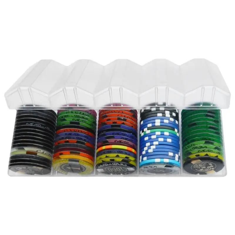 

Коробка для покерных чипов, 100 шт., акриловые органайзеры с чипами в стиле казино, прозрачные чипы для переноски, бриллианты для ожерелий