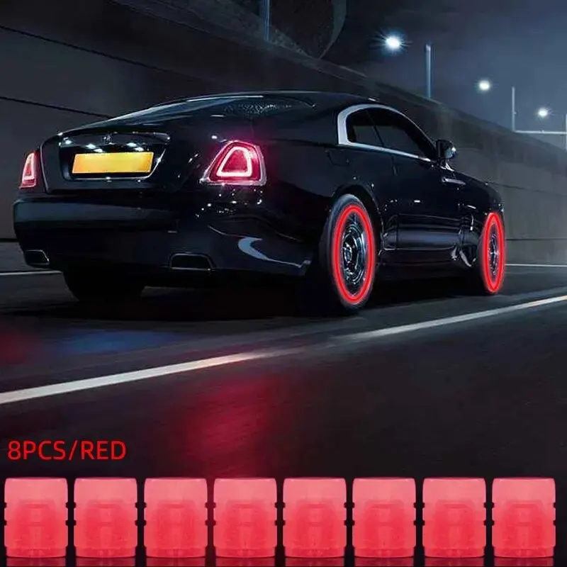 

Набор Из 8 Светящихся Колпачков Для Вентилей Колес Мотоциклов, Велосипедов И Автомобилей, Флуоресцентные, Светящиеся В Темноте