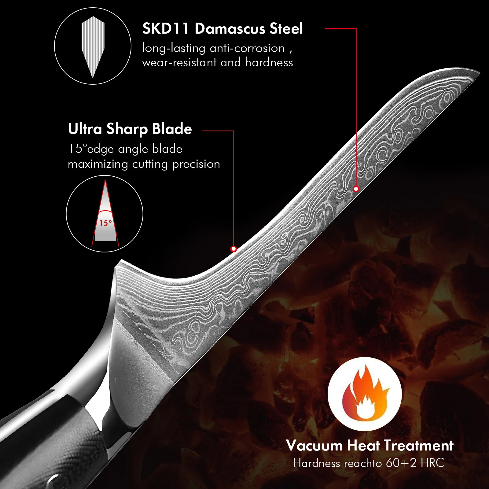 F.YOUNG 2 8-дюймовый нож для косточек 67 слоев кухонные ножи из дамасской стали мясник