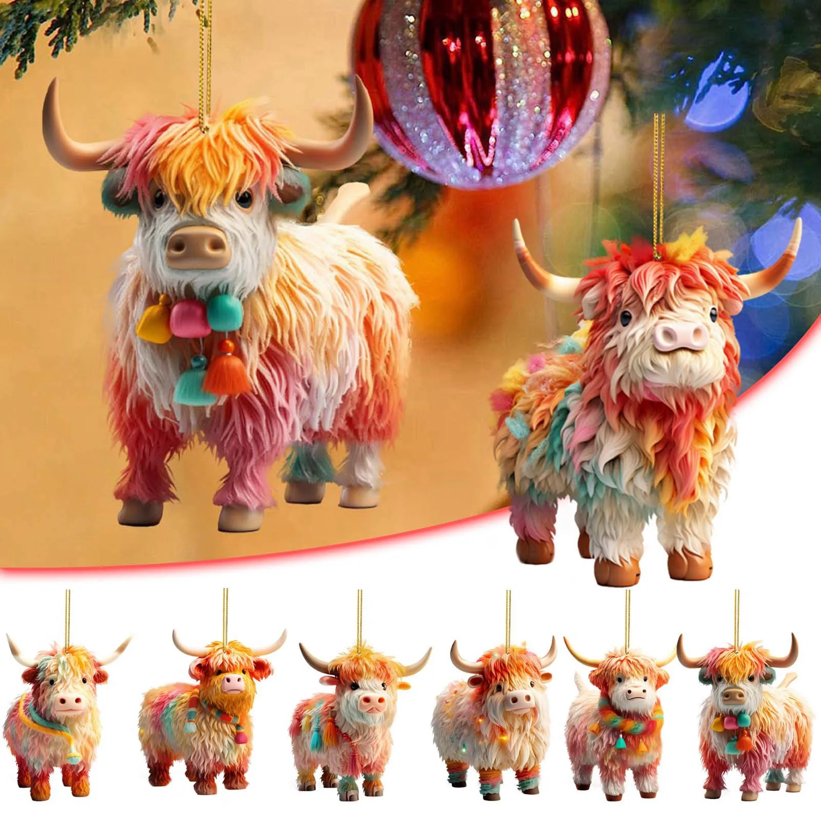 

Cute Cartoon Cow Car Pendant Home Tree Decoration Christmas Tree Ornament Home Decor Window Wall Hanging Ornament Living Room