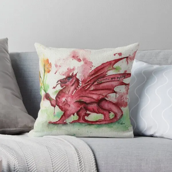

Welsh Dragon Watercolour Printing Throw Pillow Cover Fashion Office Fashion Wedding Case Waist Anime Pillows not include