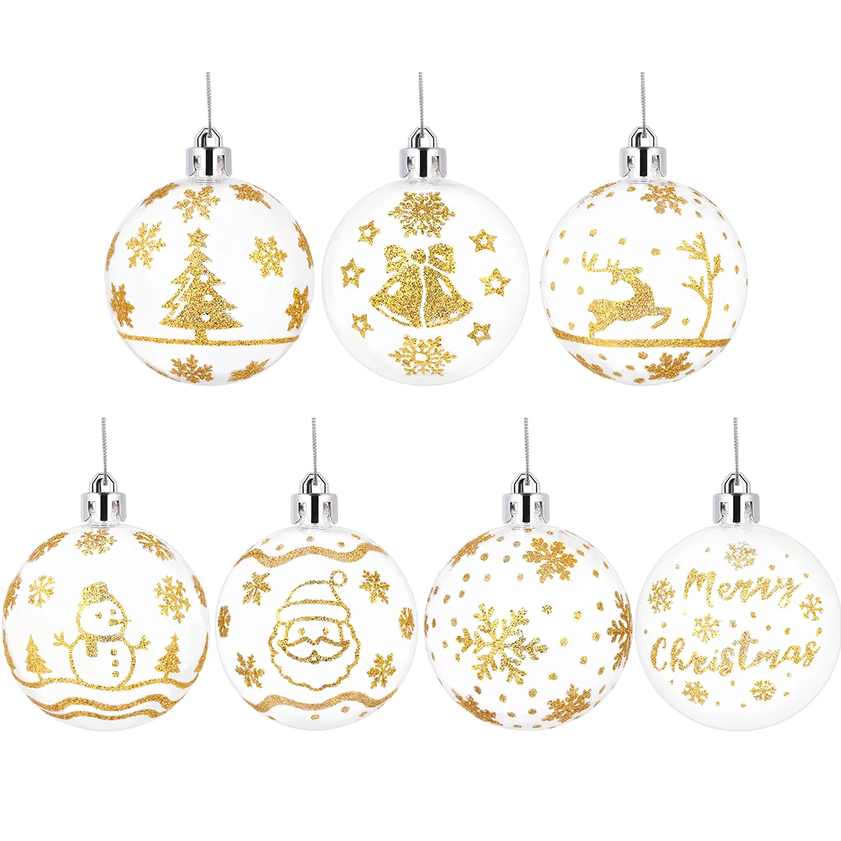 

42pcs 7 Patterns Festive Christmas Hanging Balls Decoration Balls for Festival