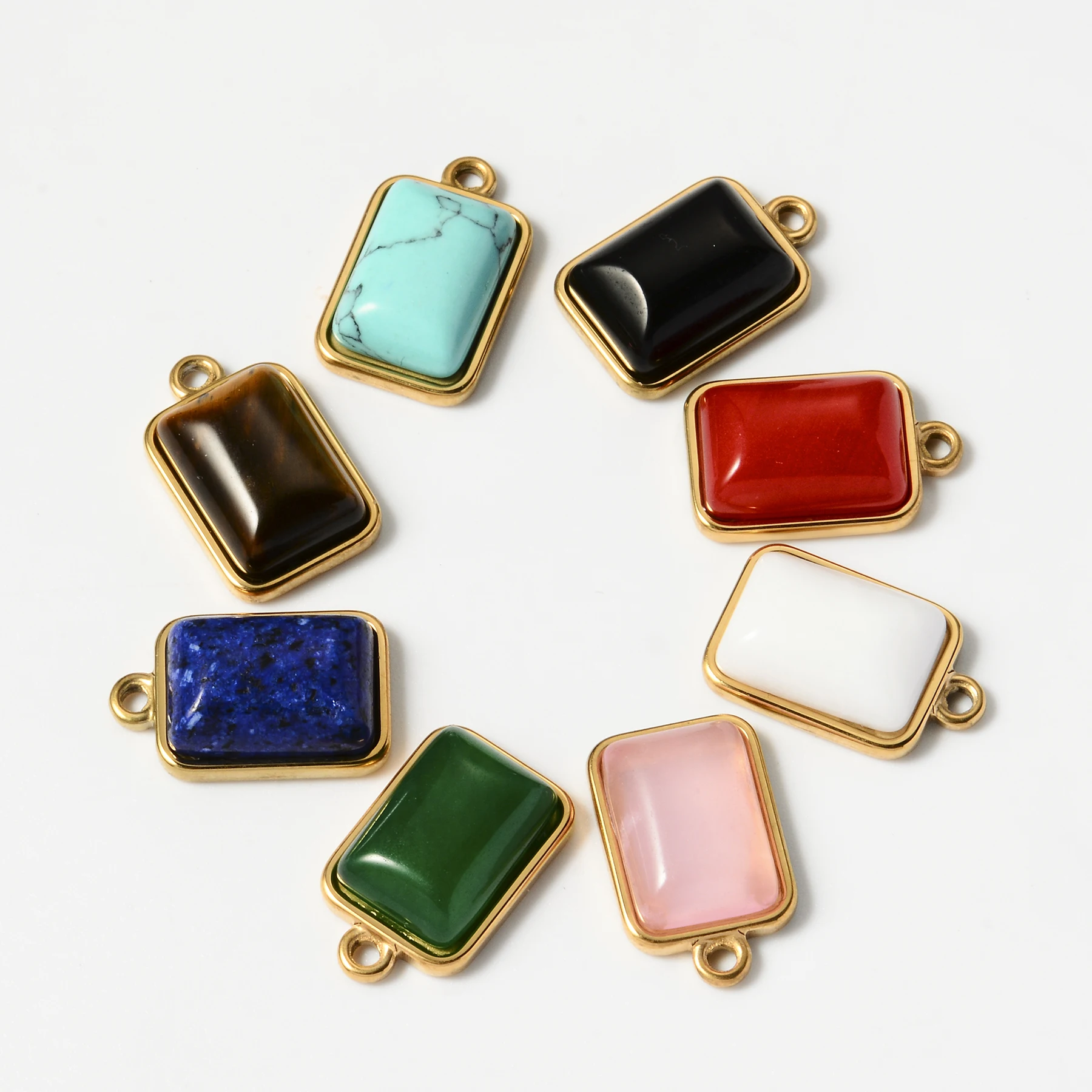 5 шт. квадратный прямоугольник натуральный камень из нержавеющей стали подвески