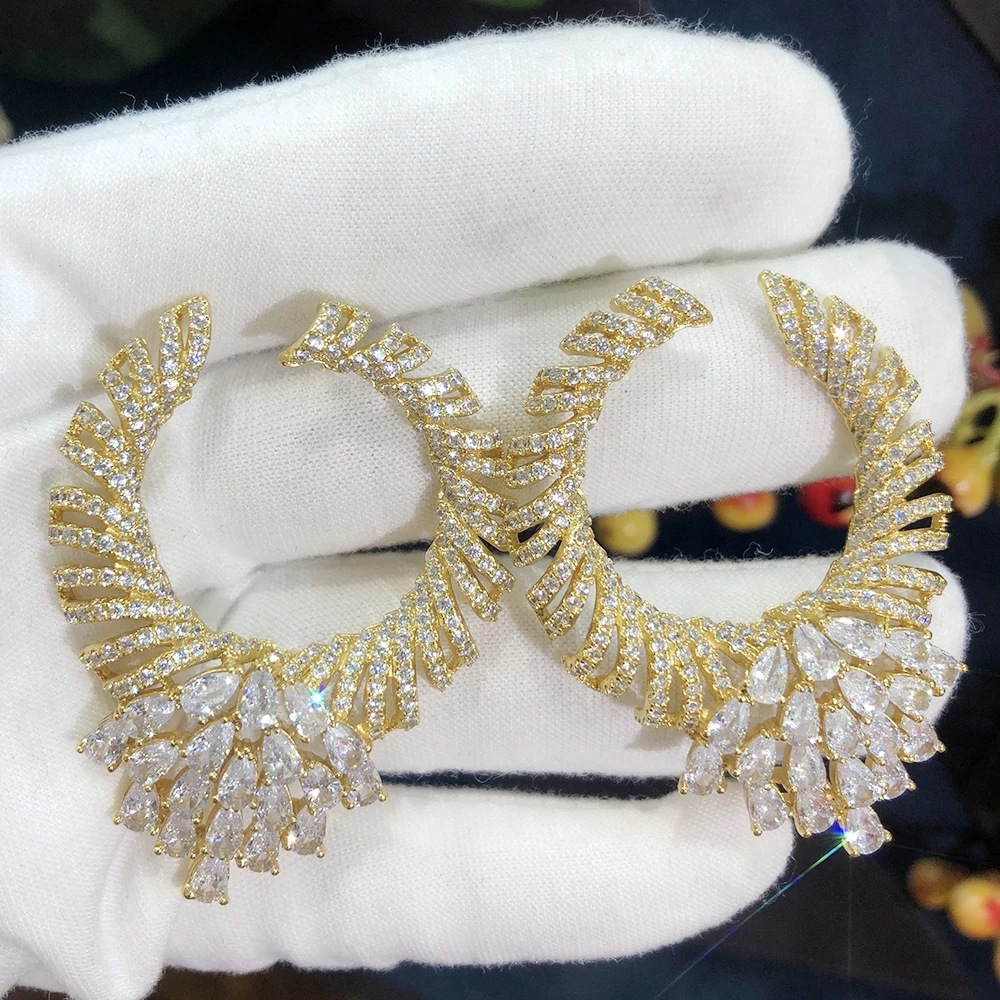 

Siscathy 2022 Fashion Gorgeous Drop Earring Trendy Cubic Zircon Indian gold earrings for women Wedding Engagement Party JEWELRY