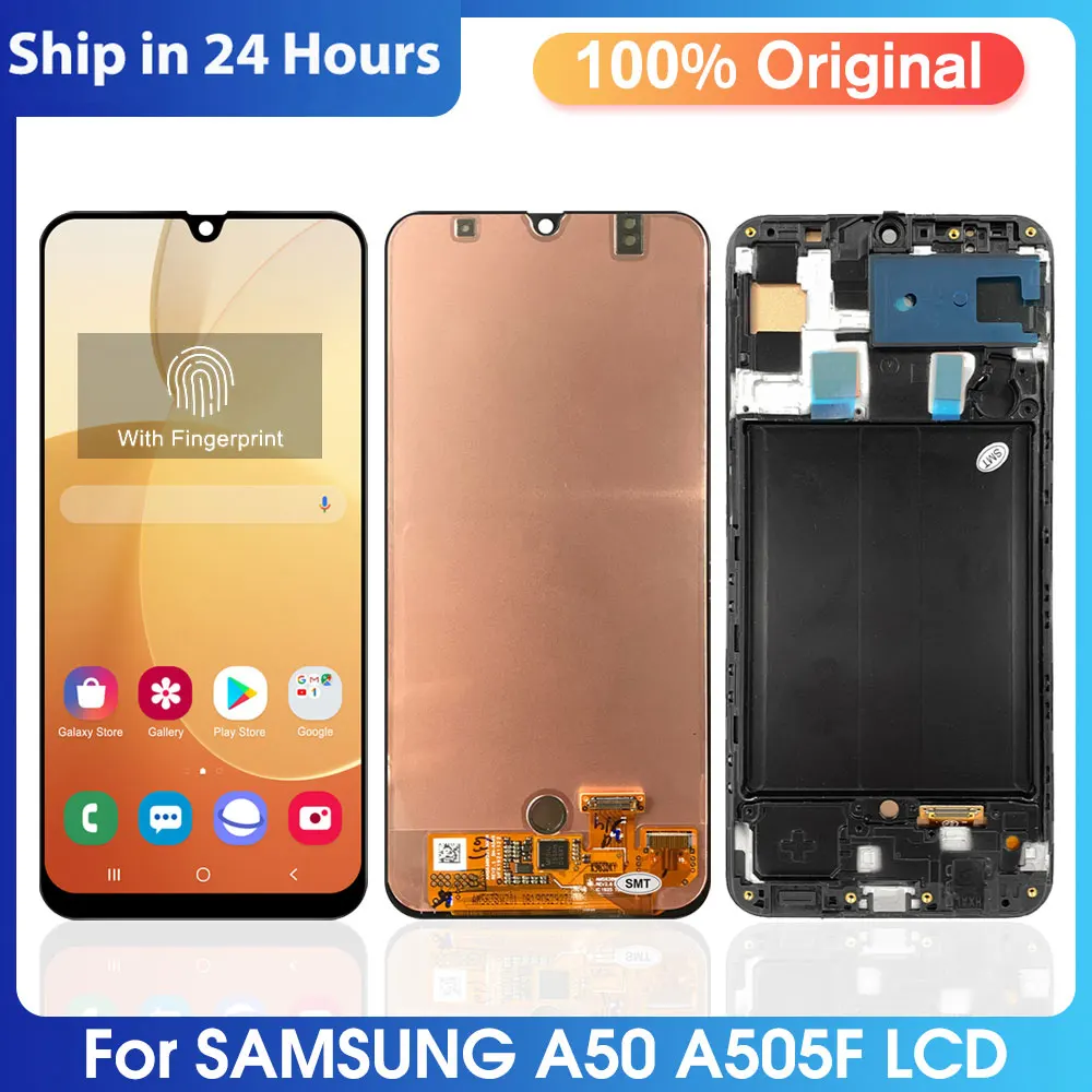 ЖК-дисплей 6,4 дюймов Super AMOLED для Samsung Galaxy A50, дисплей с сенсорным экраном и дигитайзером, запасной дисплей SM-A505F A505FN, A505GN, A505G, A505FM, ЖК