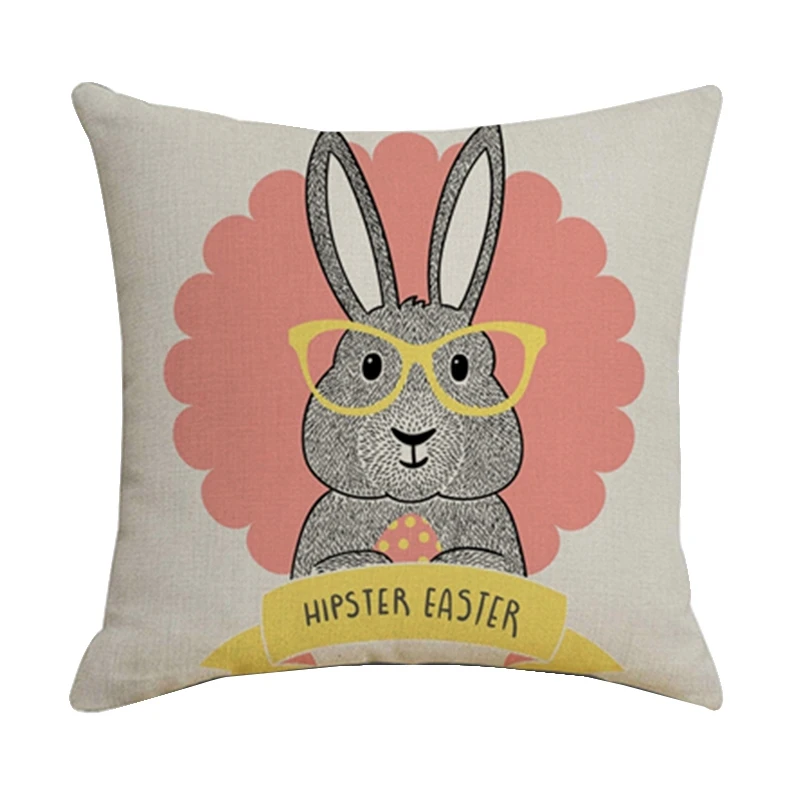 

-Decor Pillow Covers 18X18inches Cushion Cover Easter Bunny Throw Pillowcase Decoration Sofa Living Room For Car Cushion