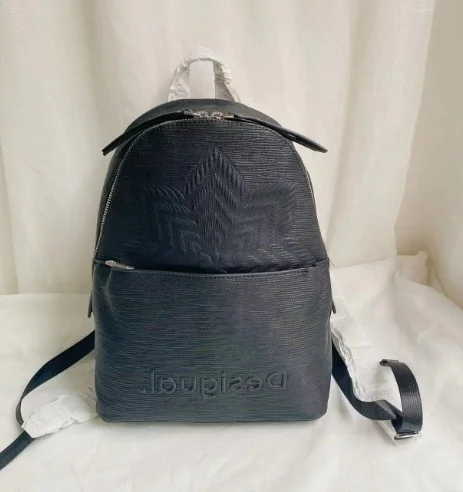 

Spain single female black embossed fashion casual backpack black