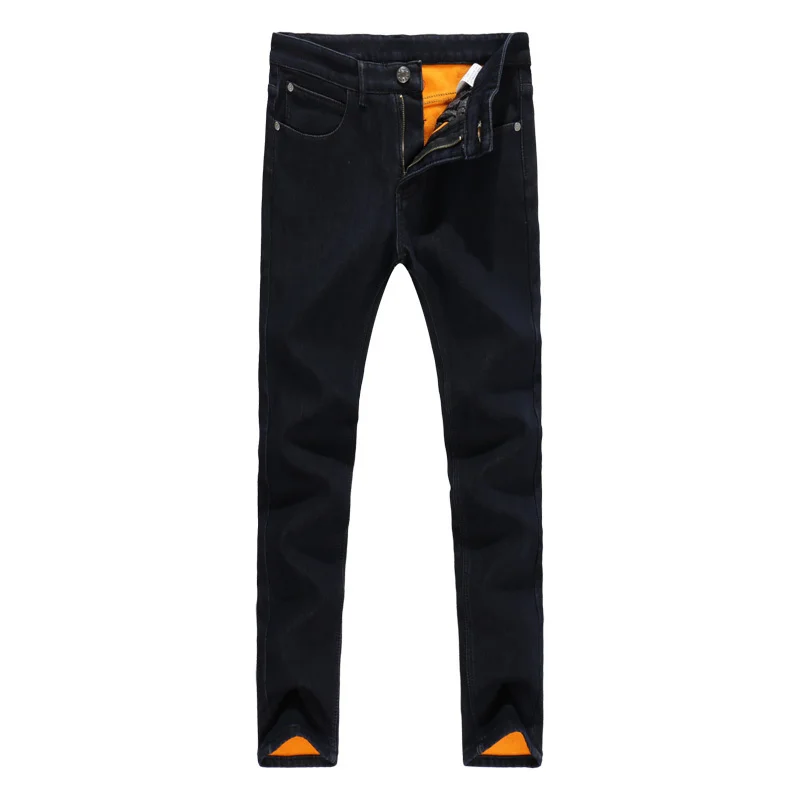 

new winter 2022 men's fashion boutique pure color fleece warm slim leisure Retro jeans / Male cotton corduroy casual trousers