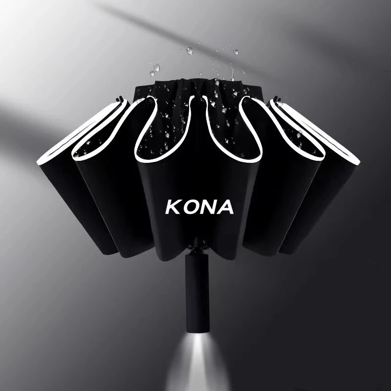 

DIY Car Automatic Umbrella With LED Flashlight Reflective Stripe Reverse Umbrellas For Hyundai kona 2018 2019 ev car accessories