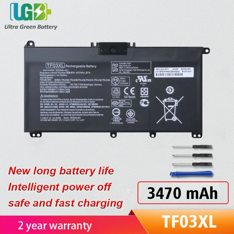 

UGB New TF03XL Battery For HP Pavilion 14-bf033TX 14-bf108TX 14-bf008TU 14-bp080nd 14-bf 15-CC TPN-Q188 Q189 Q190 Q191