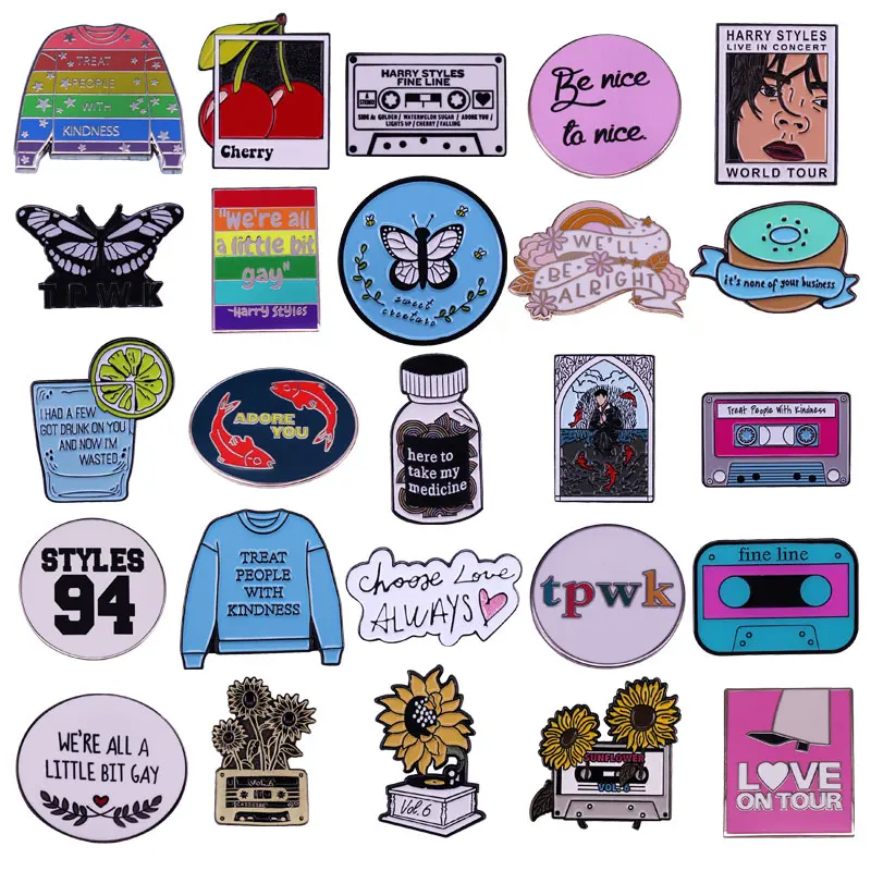 Гарри-Стили музыка ЛГБТ фигура металлические значки Бабочка жесткие эмалевые
