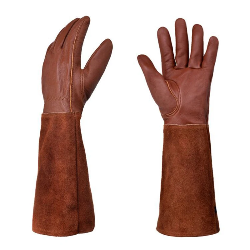 

Gardening Gloves Rose Pruning Thorn & Cut Proof Long Forearm Protection Gauntlet, Durable Thick Cowhide Leather Work Garden Glov