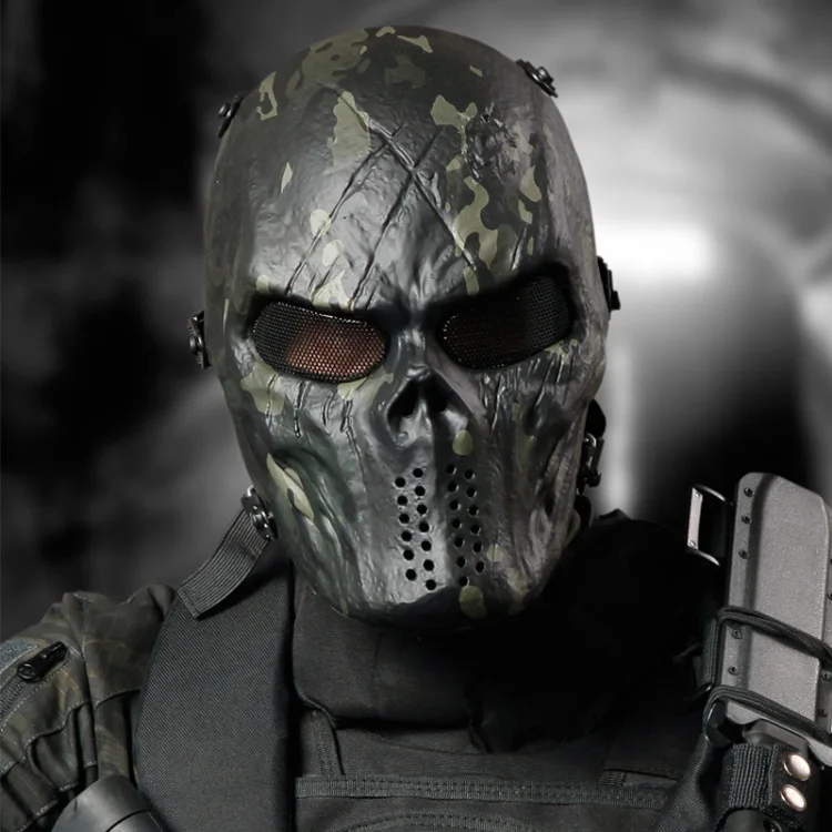 

Skull Skeleton Airsoft Paintball BB Gun Full Face Protect Mask Shot Helmets Foam Padded Inside Black Eye Shield Full Cover