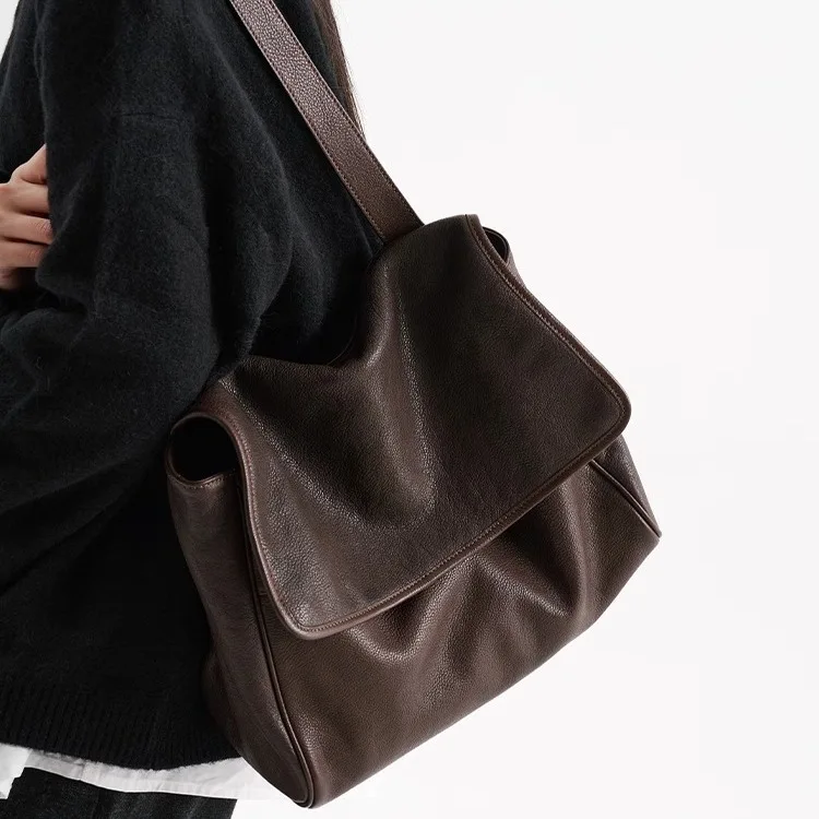 2025-слойная сумка-раскладушка из воловьей кожи винтажная сумка через плечо мягкой