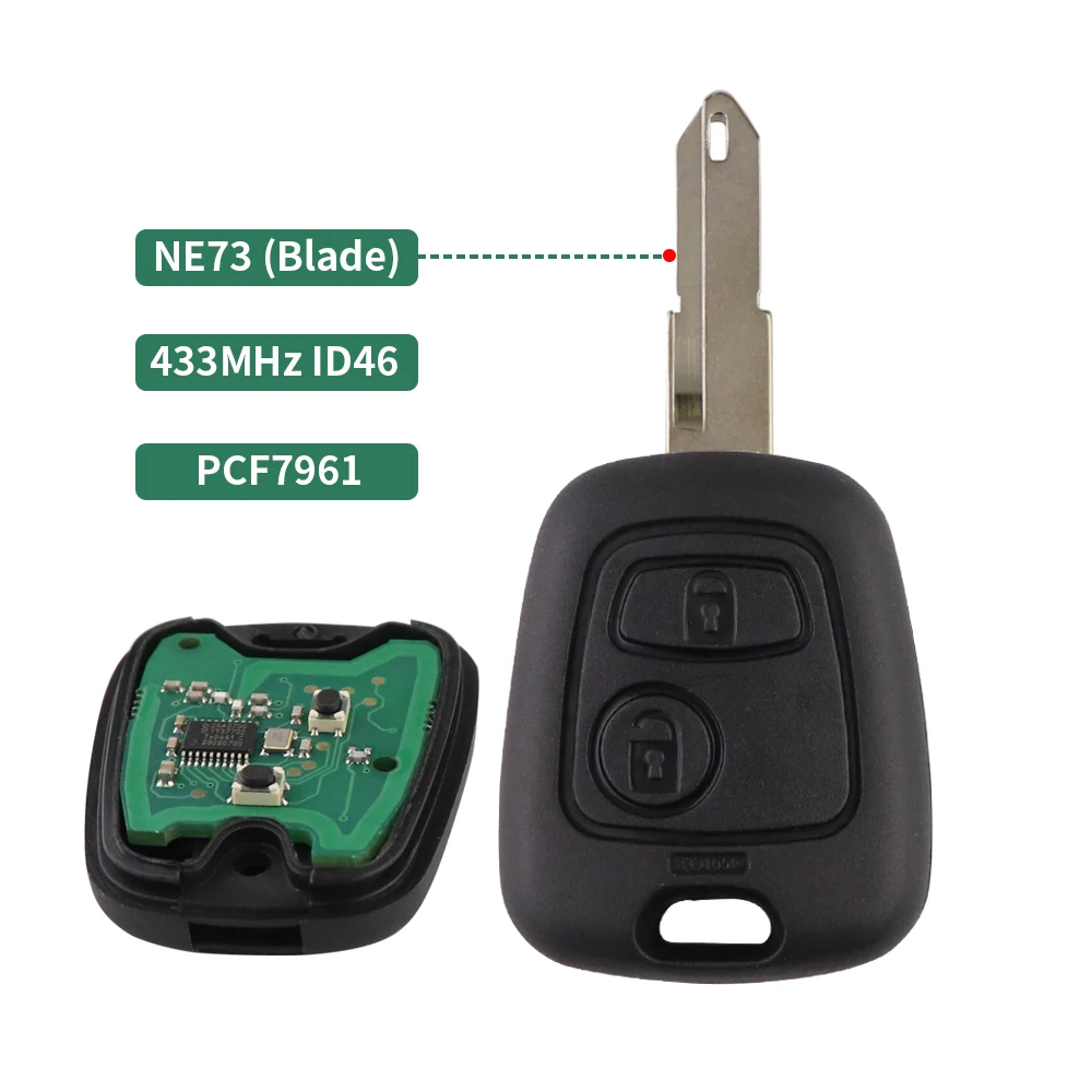 

433 МГц ID46 Чип-ключ для автомобиля Peugeot 106 107 206 306 307 207 407 Partner, Citroen C1 C2 C3 C4 Saxo Picasso без логотипа