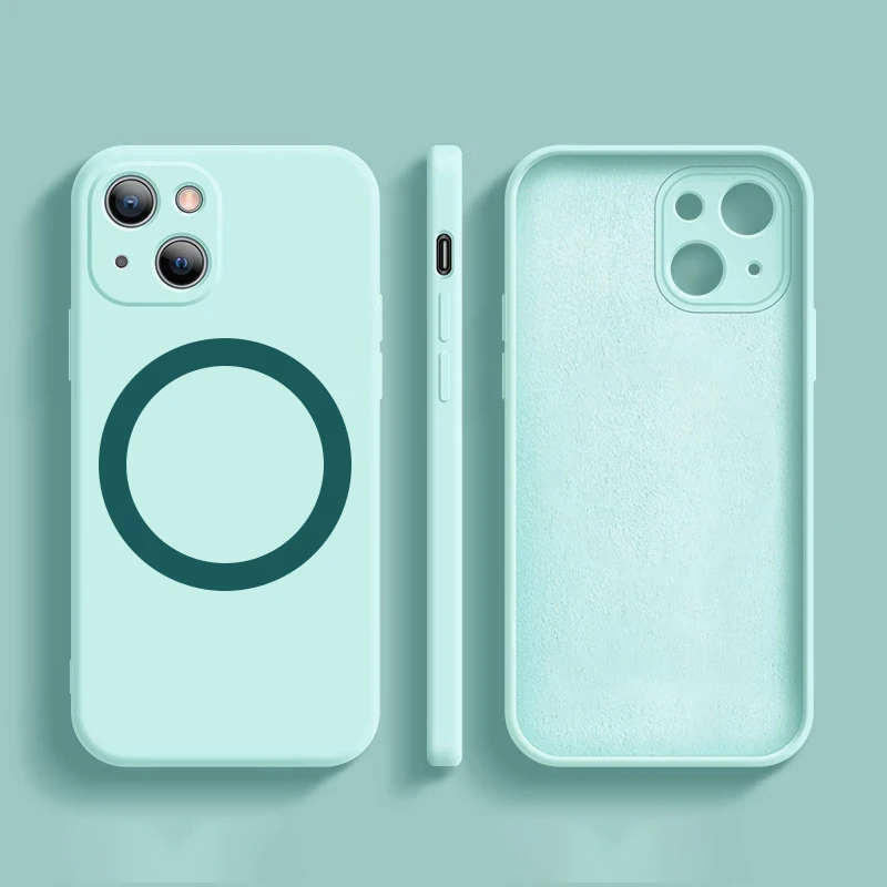 

For Magsafe Wireless Charging Case for IPhone 13 12 11 Pro Max Mini Magnetic Liquid Silicone Phone Cases Protection Back Cover