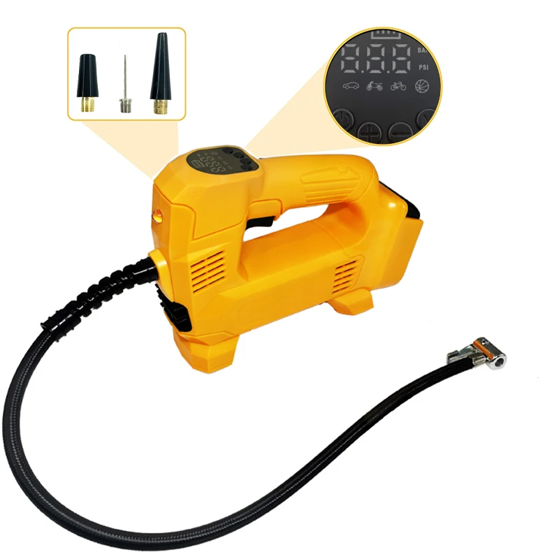 Digital Electric Air Pump Digital Pressure Gauge Led Light For Dewalt 20v Battery