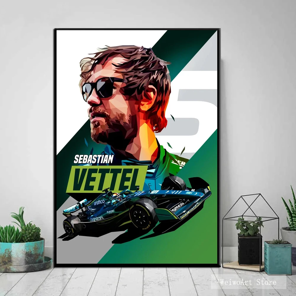 F1 Racing Vettel плакаты Формула 1 автомобиль картина Настенный декор Мотоспорт холст