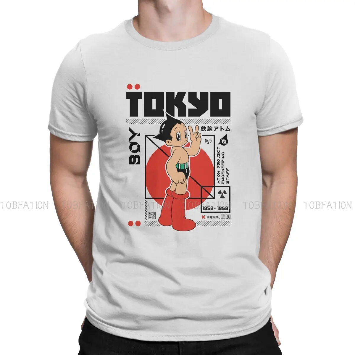 Tokyo Classic  Hipster TShirts Astro Boy Manga Male Graphic Pure Cotton Tops T Shirt O Neck Big Size