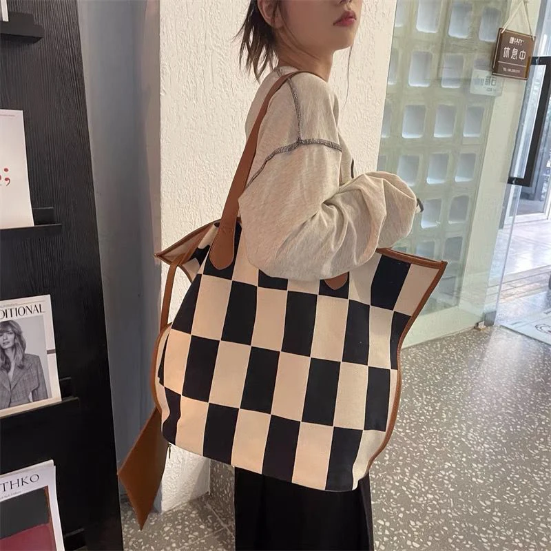 

Вместительная Холщовая Сумка для женщин, диагональная женская сумка на плечо, ручная Холщовая Сумка оверсайз для студентов колледжа