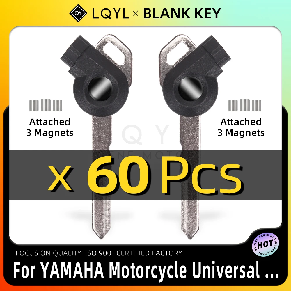 60Pcs Motorcycle Key Uncut Blank Left Right Groove Magnetic Keys For YAMAHA NMAX155 Jinzhan125 Aurora Third Generation Lh125T-C