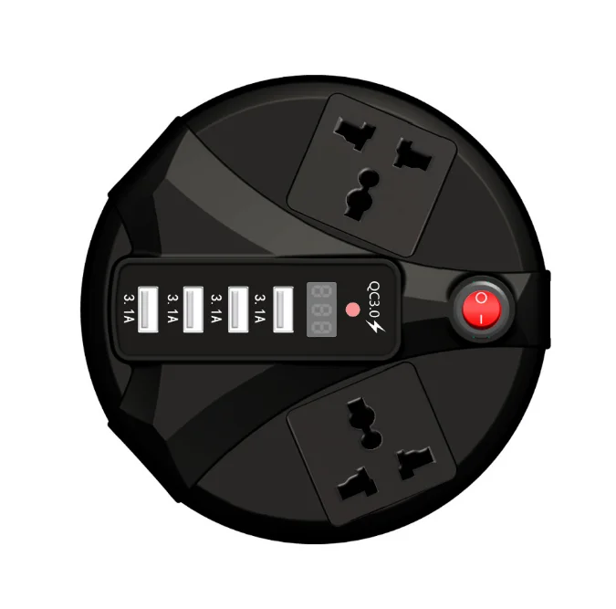 

150W Car Inverter DC 12V to AC 220V Power Converter Splitter 4 USB Fast Charging Universal Socket Smart Voltage Monitor