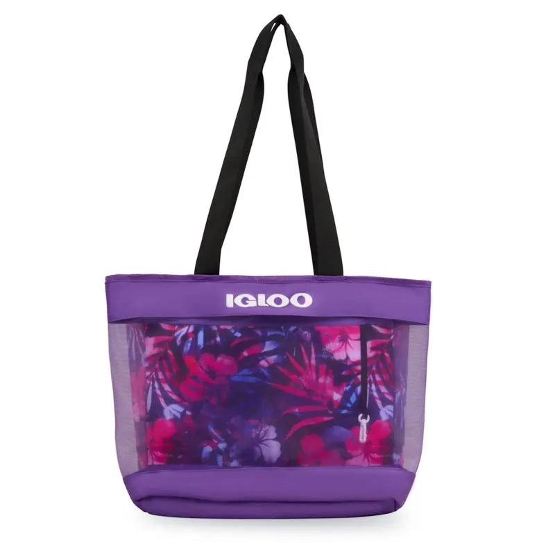 

Camping Food Cooler 20 Can Seaside Dual Compartment Tote Soft Sided Cooler, Digital Purple Insulated Thermal Cool Lunch Drink B