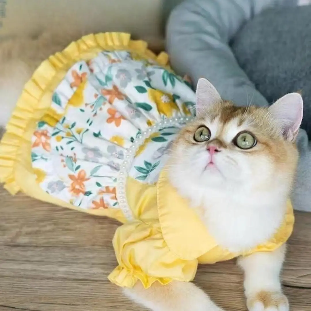 

Dog Dress & Cat Dress, , cute and sweet pet clothes,Floral Sunshine Dress,Brilliant bright Puppy Skirt, For Pet Party or photo