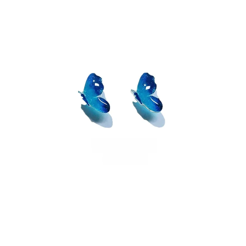 2024 новые корейские серьги-гвоздики Sle Sweet Blue простые маленькие пластиковые