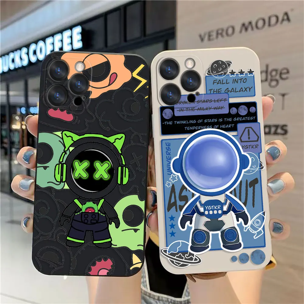 Case For Apple iPhone 14 13 12 11 Pro XS Max Mini X XR SE 7 8 6S Plus Case Funda Cqoue Shell Capa Astronaut FALL INTO THE GALAXY