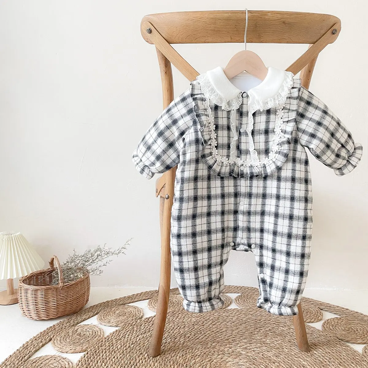 

Женский комбинезон с длинным рукавом, в шотландскую клетку